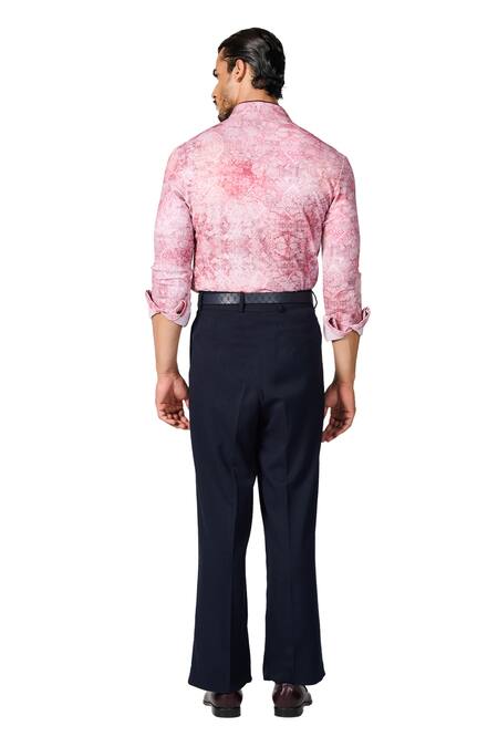 S&N By Shantnu Nikhil Pink Crepe, Jersey Abstract Print Button Down Shirt at Aza Fashions S&N By Shantnu Nikhil_Pink Crepe, Jersey Abstract Print Button Down Shirt_at_Aza_Fashions