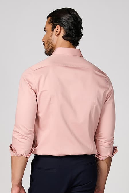Shop_S & N By Shantnu Nikhil_Pink Cotton Embroidery Giza Shirt _at_Aza_Fashions