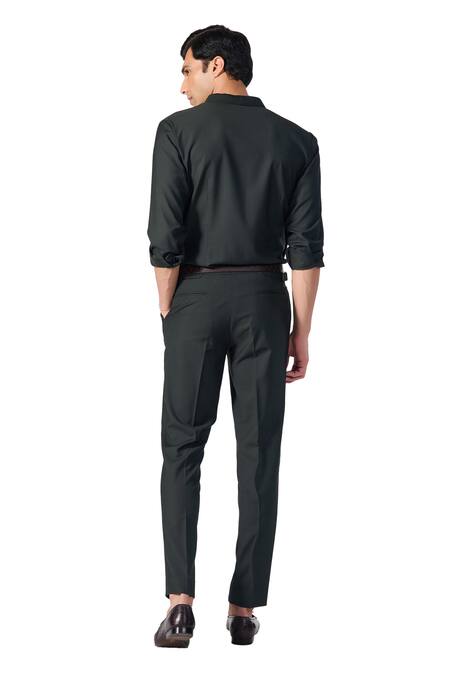 Buy S&N By Shantnu Nikhil Black Lycra, Viscose, Terrycloth Draped Plain Shirt Buy_S&N By Shantnu Nikhil_Black Lycra, Viscose, Terrycloth Draped Plain Shirt