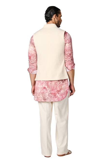 S&N By Shantnu Nikhil Off White Embroidery Crest Nehru Jacket at Aza Fashions S&N By Shantnu Nikhil_Off White Embroidery Crest Nehru Jacket_at_Aza_Fashions
