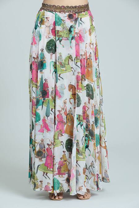 Rajat K Tangri Ivory Chiffon Embroidery V-neck Mughal Art Pattern Blouse And Lehenga Set at Aza Fashions Rajat K Tangri_Ivory Chiffon Embroidery V-neck Mughal Art Pattern Blouse And Lehenga Set _at_Aza_Fashions