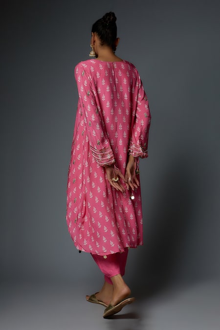 Bha Sha Flower Hand Embroidered Tunic With Pant 