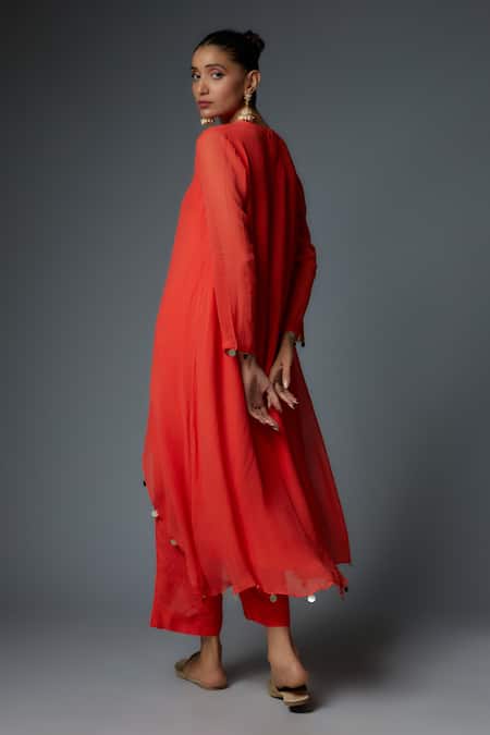 Bha Sha Mala Asymmetric Embroidered Tunic With Pant 