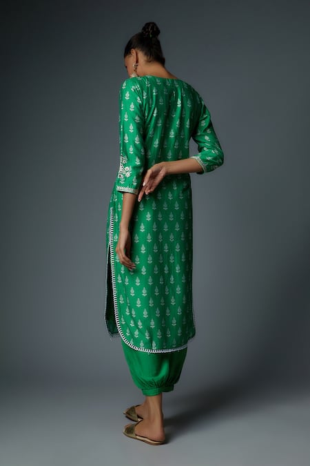 Bha Sha Matina Silk Resham Embroidered Kurta Set 
