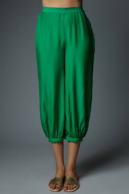 Shop_Bha Sha_Green Chanderi , Net, Embroidery, Stones Matina Resham Kurta Set _Online_at_Aza_Fashions