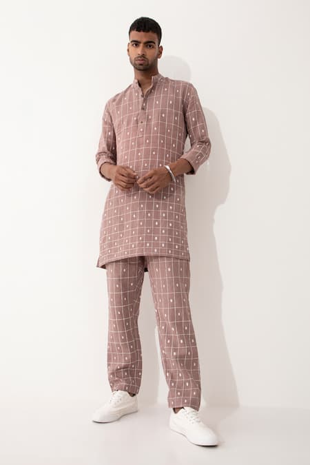 Son of A Noble Snob Zander Checker Printed Kurta & Pant Set 