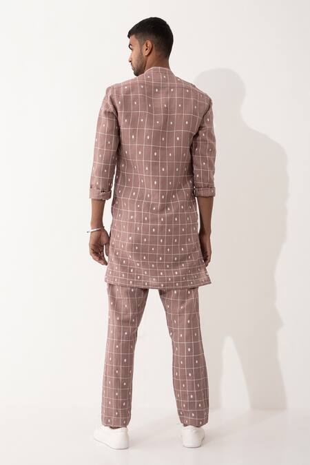 Son Of A Noble Snob Zander Checker Printed Kurta & Pant Set 