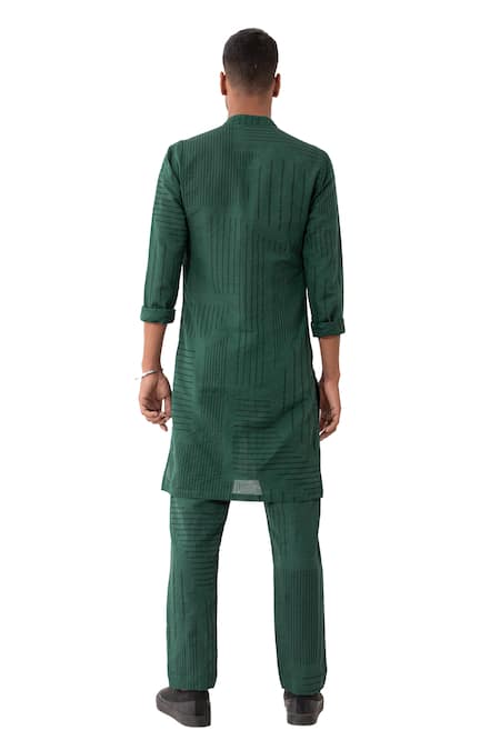 Buy Son Of A Noble Snob Green Linen Tory Reflection Striped Print Kurta And Pant Set Buy_Son Of A Noble Snob_Green Linen Tory Reflection Striped Print Kurta And Pant Set