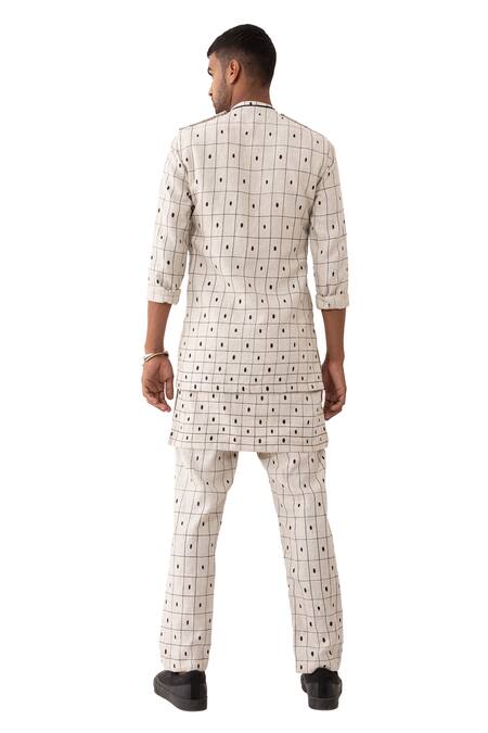 Buy Son Of A Noble Snob Ivory Linen Blot Print Bundi And Kurta Set Buy_Son Of A Noble Snob_Ivory Linen Blot Print Bundi And Kurta Set