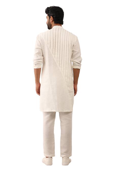 Buy Son Of A Noble Snob White Linen Aarav Solid Kurta And Pant Set Online at Aza Fashions Buy_Son Of A Noble Snob_White Linen Aarav Solid Kurta And Pant Set _Online_at_Aza_Fashions