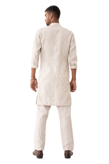 Son Of A Noble Snob Ivory Linen Alistair Straight Kurta With Pant Online at Aza Fashions Son Of A Noble Snob_Ivory Linen Alistair Straight Kurta With Pant _Online_at_Aza_Fashions