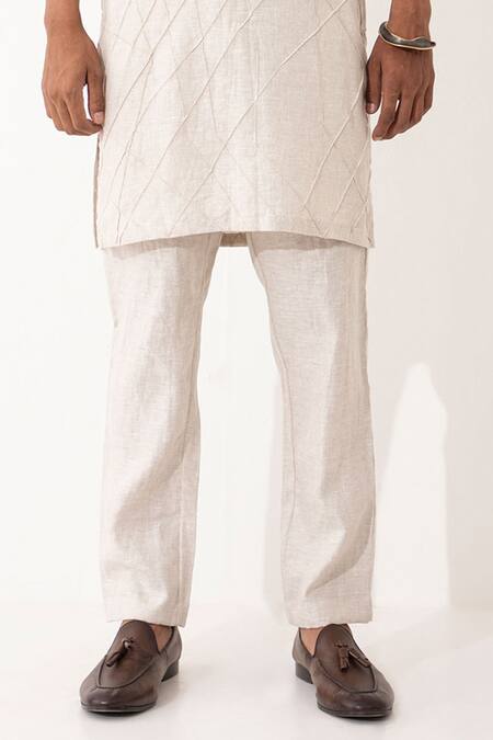 Shop Son Of A Noble Snob Ivory Linen Alistair Straight Kurta With Pant Online at Aza Fashions Shop_Son Of A Noble Snob_Ivory Linen Alistair Straight Kurta With Pant _Online_at_Aza_Fashions
