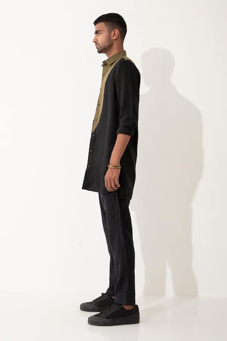 Buy Son Of A Noble Snob Black Linen Brock Color Block Shirt With Pant Buy_Son Of A Noble Snob_Black Linen Brock Color Block Shirt With Pant
