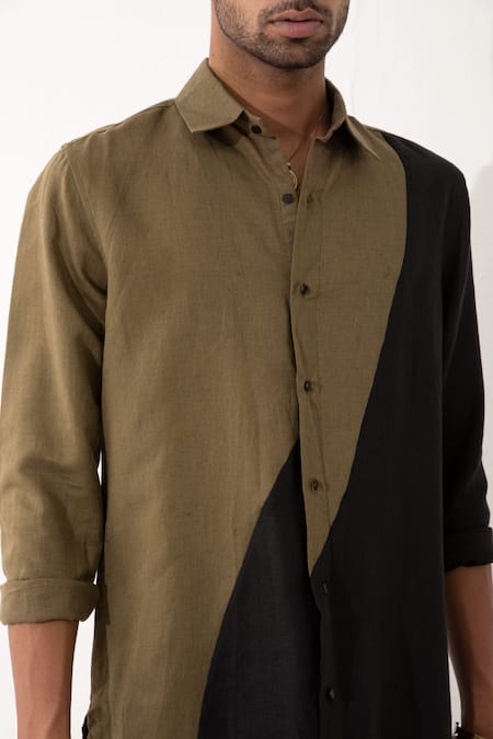 Shop Son Of A Noble Snob Black Linen Brock Color Block Shirt With Pant Shop_Son Of A Noble Snob_Black Linen Brock Color Block Shirt With Pant