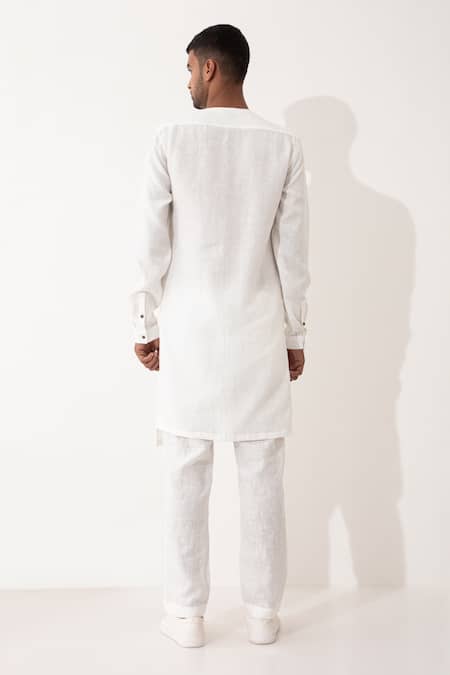 Son Of A Noble Snob Niero Asymmetric Solid Kurta With Pant 