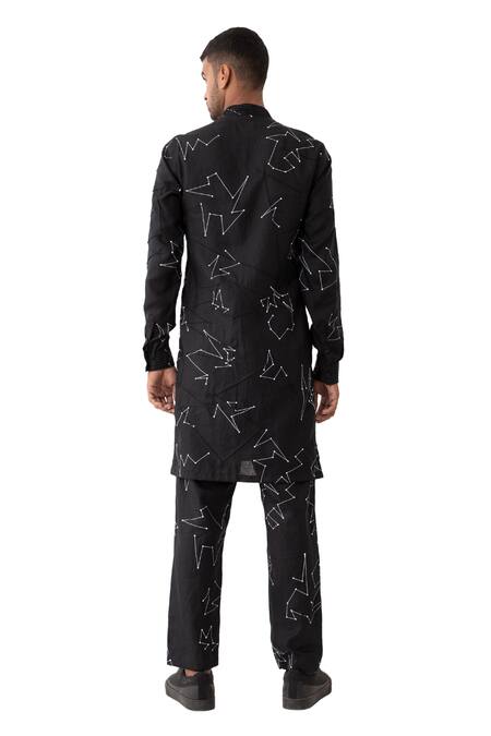 Son Of A Noble Snob Black Linen Evans To Kurta Pant Set Online at Aza Fashions Son Of A Noble Snob_Black Linen Evans To Kurta Pant Set _Online_at_Aza_Fashions