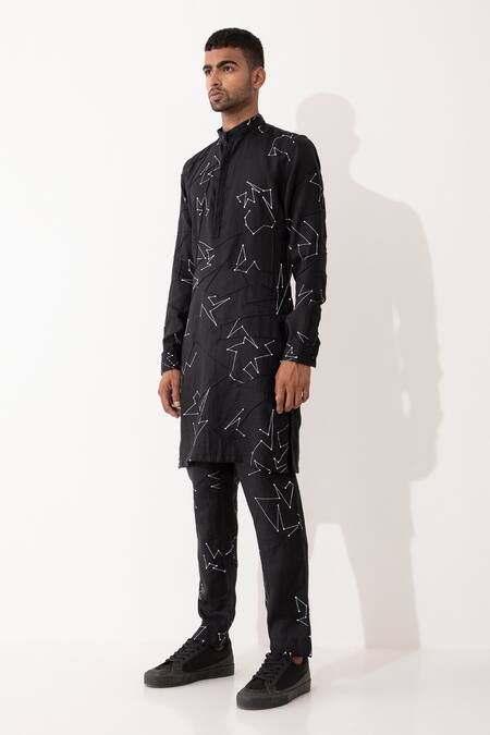 Shop Son Of A Noble Snob Black Linen Evans To Kurta Pant Set Shop_Son Of A Noble Snob_Black Linen Evans To Kurta Pant Set