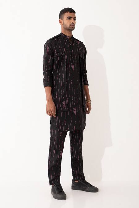Buy Son Of A Noble Snob Black Linen Zander Blot Printed Kurta With Pant Buy_Son Of A Noble Snob_Black Linen Zander Blot Printed Kurta With Pant