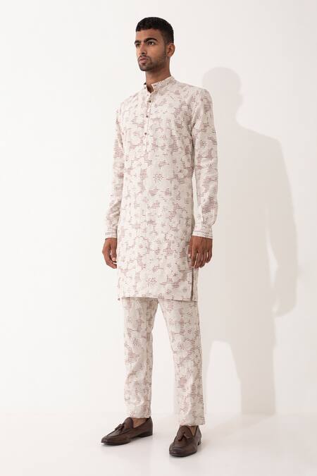 Shop_Son Of A Noble Snob_Ivory Linen Tory Void Printed Kurta With Pant 