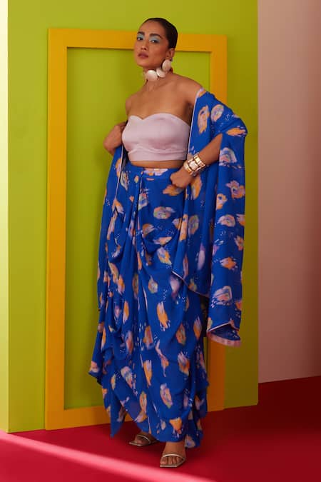 Garima Bindal Abstract Print Cape Skirt Set 