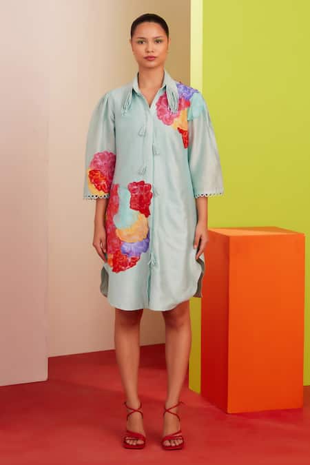 Garima Bindal Floral Applique Shirt Dress 