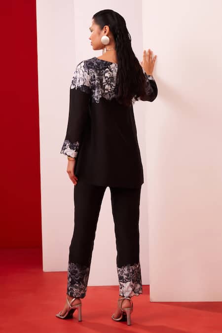 Garima Bindal Flower Applique Yoke Tunic With Pant 
