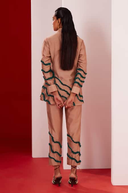 Garima Bindal Contrast Ruffle Panel Shirt With Pant 