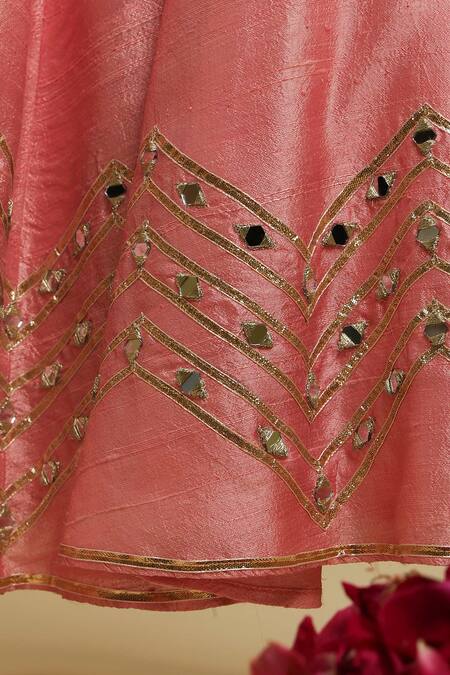 Buy_STELLA ROSSA BY LES PETITS_Pink Silk, Georgette Gota Patti, Pearls, Mirrors Embellished Anarkali With Pant