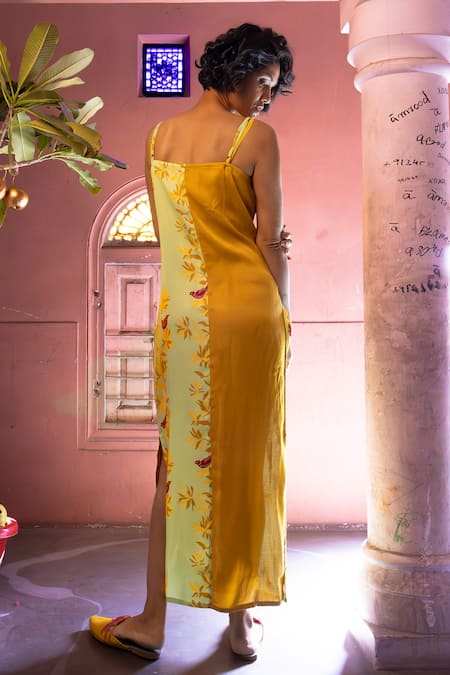 Shop Amrood Green Satin Embroidery Square Neck Floral Pattern Strappy Dress at Aza Fashions Shop_Amrood_Green Satin Embroidery Square Neck Floral Pattern Strappy Dress _at_Aza_Fashions