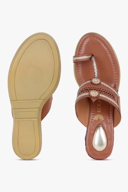 Buy_Kolha_Brown Cut Work Kolhapuri Wedges