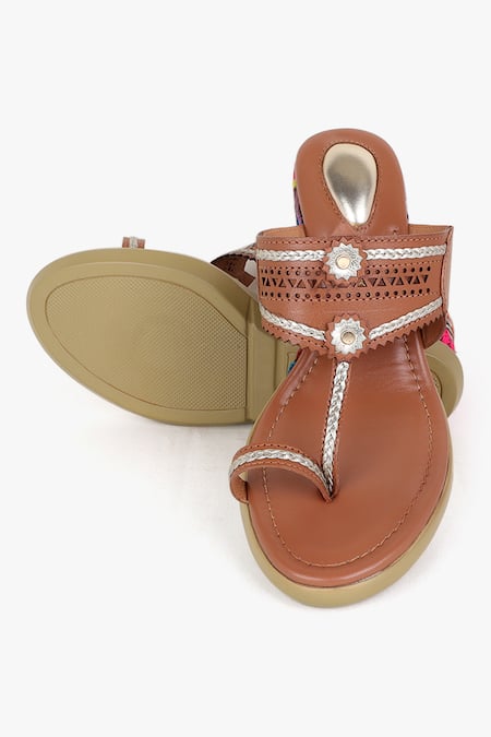 Shop_Kolha_Brown Cut Work Kolhapuri Wedges