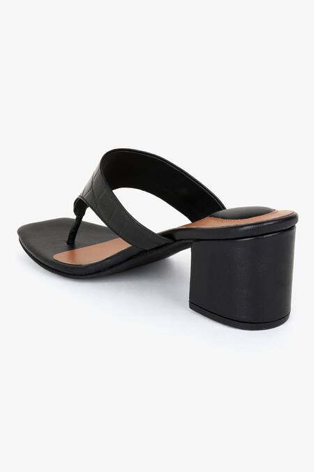 Shop_Kolha_Black Croc Leather Heels_Online_at_Aza_Fashions