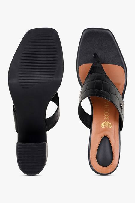 Shop_Kolha_Black Croc Leather Heels