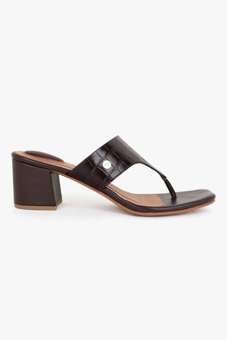 Shop Kolha Brown Croc Leather Textured Heels Online at Aza Fashions Shop_Kolha_Brown Croc Leather Textured Heels_Online_at_Aza_Fashions