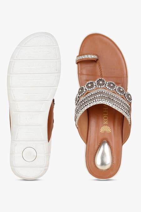 Buy_Kolha_Gold Aanya Leather Kolhapuri Flats