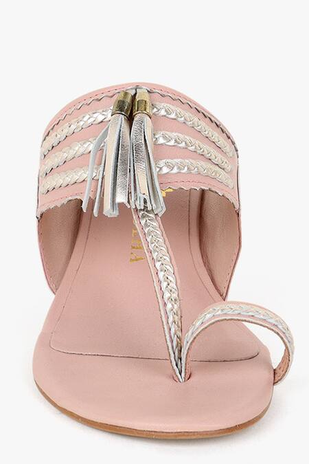 Kolha Pink Aadya Braided Kolhapuri Heels Online at Aza Fashions Kolha_Pink Aadya Braided Kolhapuri Heels _Online_at_Aza_Fashions