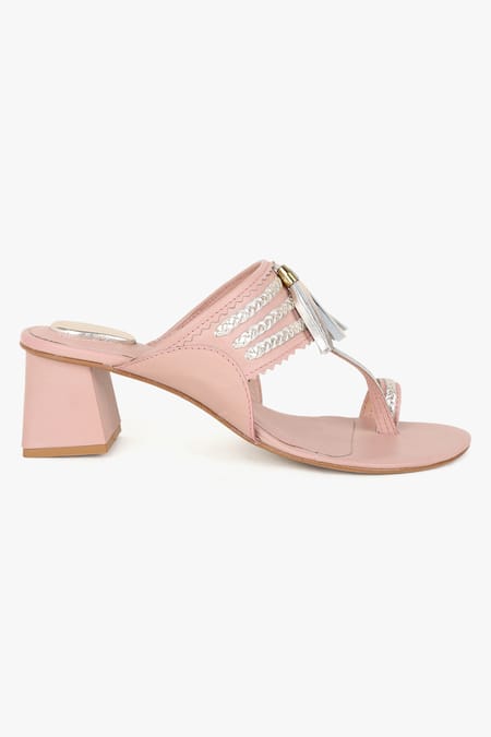 Buy Kolha Pink Aadya Braided Kolhapuri Heels Online at Aza Fashions Buy_Kolha_Pink Aadya Braided Kolhapuri Heels _Online_at_Aza_Fashions