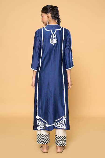 Samyukta Singhania Contrast Geometric Print Kurta Pant Set 