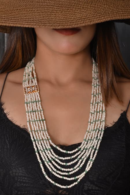 Shop_Shlok Jewels_Multi Color Kundan Embellished Mala _at_Aza_Fashions