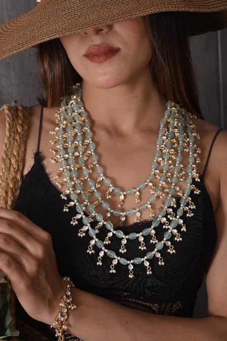 SHLOK JEWELS Kundan & Beaded Embellished Mala 