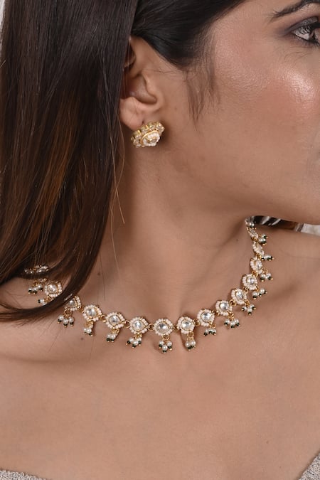Shlok Jewels Beads Embellished Choker Necklace Set 