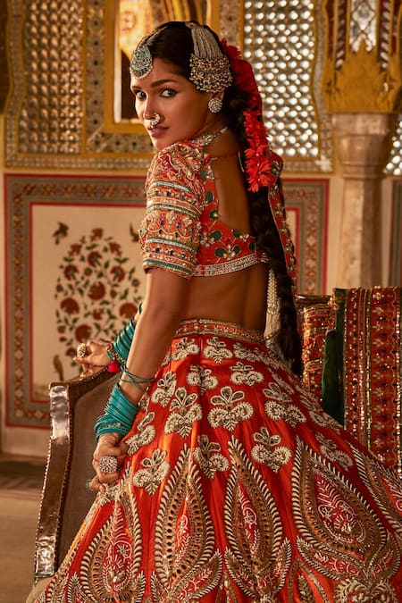 The Royaleum Ishqiya Pearl Embellished Floral Lehenga Set 