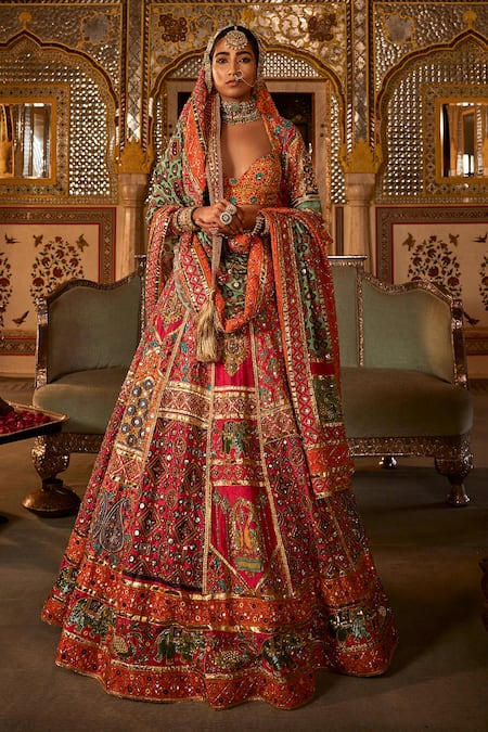 The Royaleum Aarzoo Embellished Animal Pattern Bridal Lehenga Set 