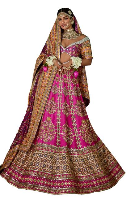 Shop The Royaleum Pink Silk, Crepe Sequins, Beads, Lace Jashn Floral Vine Embellished Lehenga Set Online at Aza Fashions Shop_The Royaleum_Pink Silk, Crepe Sequins, Beads, Lace Jashn Floral Vine Embellished Lehenga Set _Online_at_Aza_Fashions