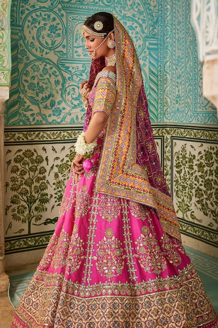 The Royaleum Pink Silk, Crepe Sequins, Beads, Lace Jashn Floral Vine Embellished Lehenga Set at Aza Fashions The Royaleum_Pink Silk, Crepe Sequins, Beads, Lace Jashn Floral Vine Embellished Lehenga Set _at_Aza_Fashions
