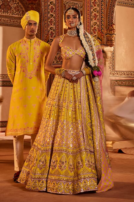The Royaleum Gulzaar Silk Bead Embellished Bridal Lehenga Set 