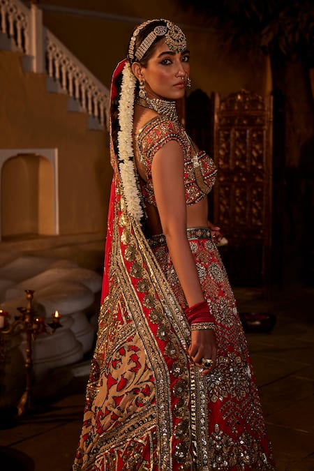 The Royaleum Nagma Floral Sequin Embellished Bridal Lehenga Set 