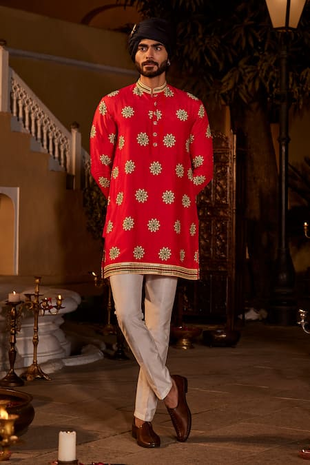 The Royaleum Shikhar Silk Floral Print Kurta With Pant 