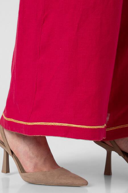 Kaveri_Pink 100% Linen Embellished Stud Notched Mona Ny Blazer Pant Set  _Online_at_Aza_Fashions