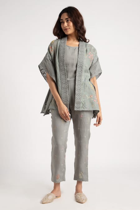 KAVERI Walk in the Clouds Floral Pattern Kaftan & Pant Set 